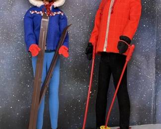 1966 Barbie & Ken Dolls in Ski Ensembles