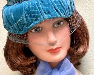 1950's Veiled Turquoise Hat & Neck Scarf 