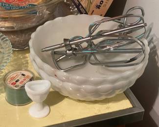 Milk Glass Bubble Bowl