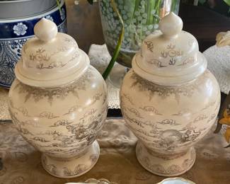 Set Of 2 Urns W/ Lids By Macys