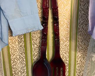 Oversized Wooden Spoon & Fork Set