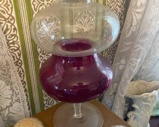 Red & Clear Swirled Candle Light