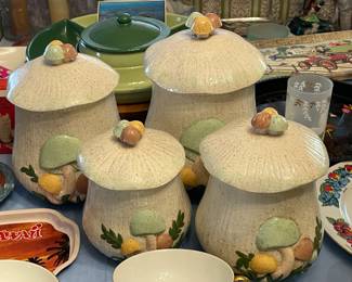 FABULOUS Vintage Mushroom Canister Set
