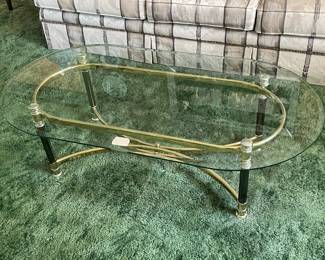 Glass Top Brass Coffee Table