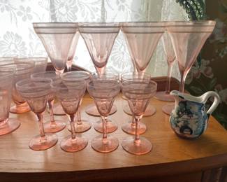 Vintage Pink Depression Stemware