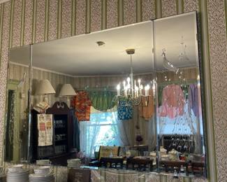 Peacock Engraved 3 Panel Wall Mirror