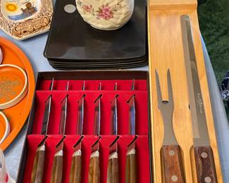 Knife Set W/ Box & Carving Set W/ Wood Holder