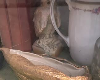 Display Cabinets W/ Vintage Travel Souvenirs, Books, Figurines, Etc.