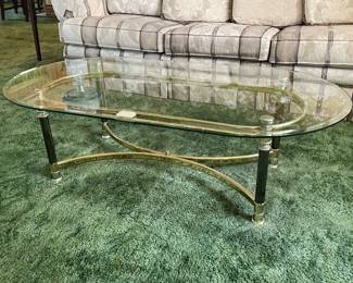 Glass Top Brass Coffee Table