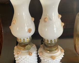 Mini Milk Glass Hurricane Lamps