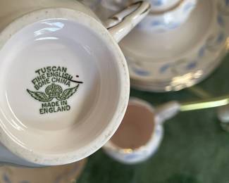 Pink & Blue Tea Service Set W/ Gold Trim