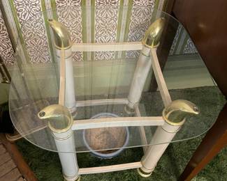Brass Square Glass Top End Table