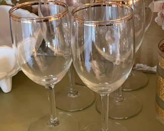 Gold Trimmed Clear Stemware