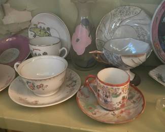 Display Cabinets W/ Vintage Travel Souvenirs, Books, Figurines, Etc.