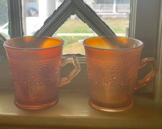 Carnival Glass Handled Mugs