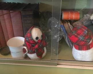 Display Cabinets W/ Vintage Travel Souvenirs, Books, Figurines, Etc.