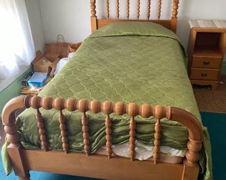 Vintage Wooden Twin Beds W/ Headboard & Footboard