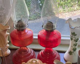 Antique Red Oil Lamps