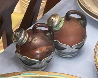 Vintage Tilt Ball Amethyst Salt & Pepper Shaker Set