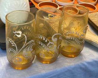 Vintage Patterned Juice Glasses