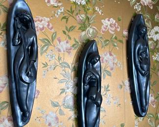 Set Of 3 Figural Wall Hangings