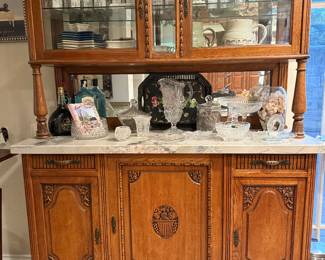 Beautiful marble top English cabinet