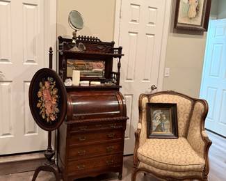 vict mah childs secretary /pole screen/ French style chair