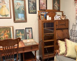 oak side by side  .. side leather top desk 