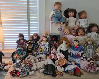 Collection of porcelain and other dolls