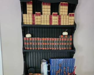 Country style bookcase hutch / antique book collection