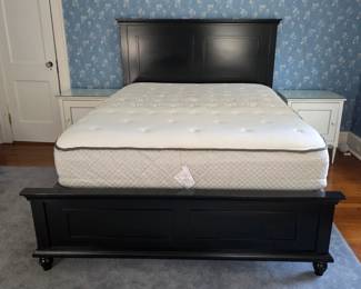 Queen Black Bed Frame and mattress for sale