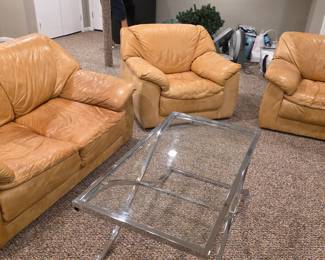 Vintage leather sofa and chairs