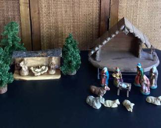 One Nativity Made In West Germany And Wood Nativity Hand Carved