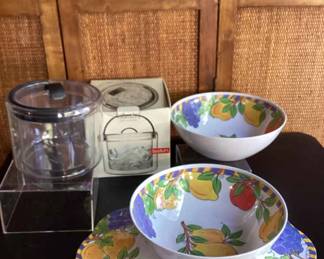 Trudeau Melamine Serving Bowls Plater And Shiro Ice Bucket