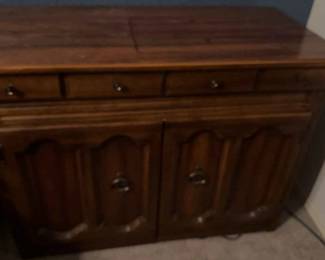 Vintage Singer Sewing Machine Solid Wood Cabinet