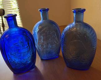 Colbalt Pressed Bottles With Patriot Design