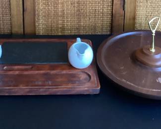 Vermillion Real Walnut Serving Relish Condiments Lazy Susan And Vintage Baribocraft