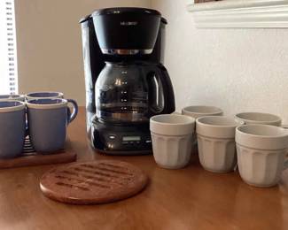 Mr Coffee And 9 Cups 2 Wood Trivets