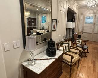 Antique Marble top, Neoclassical Chairs