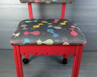 Adjustable Rolling Sewing Chair with Storage