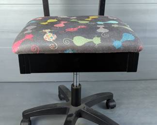 Adjustable Rolling Sewing Chair with Storage