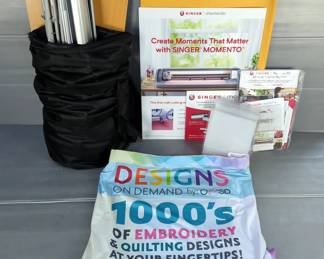 Trade Show Retractable Screen Including Stand, In Zippered Carry Case, And Singer Momento Collateral Material