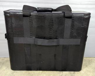 Deluxe Black Hard Sided Embroidered Carry Bag With Straps