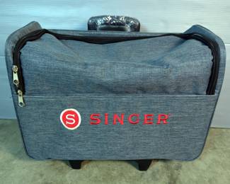 Singer Deluxe Hard Sided Embroidered Sewing Machine Rolling Carrying Case
