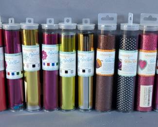 KIMBERBELL Embroidery Leather Mylar and Glitter Sheets Lot of 16 Tubes