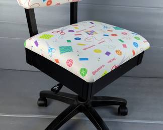 Adjustable Rolling Sewing Chair with Storage