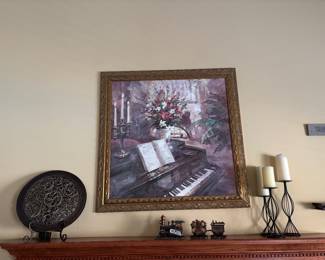 Huge over the mantle, painting wall art of a piano