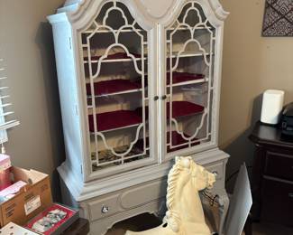 Antique China cabinet painted Chevy sheet style petite height