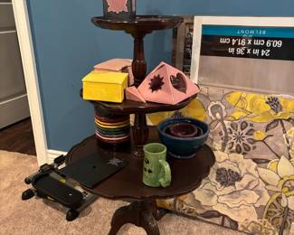 3 tier table antique mahogany 