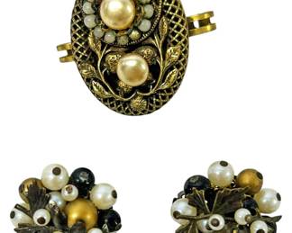 Ornate Vintage Earrings and Scarf Ring